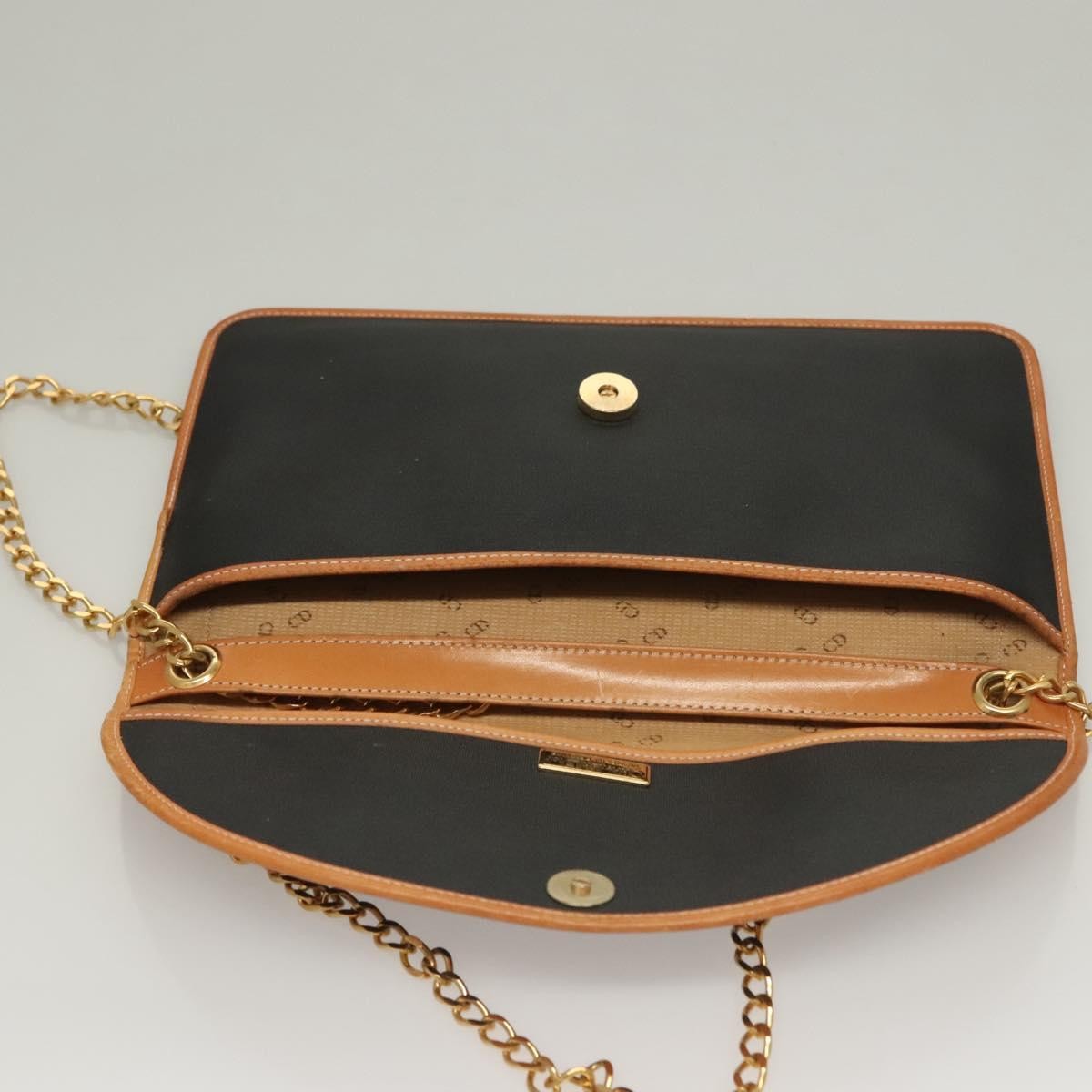 Christian Dior Vintage CD Chain Flap Shoulder Bag Canvas, BLACK, PVC, Shoulder bag