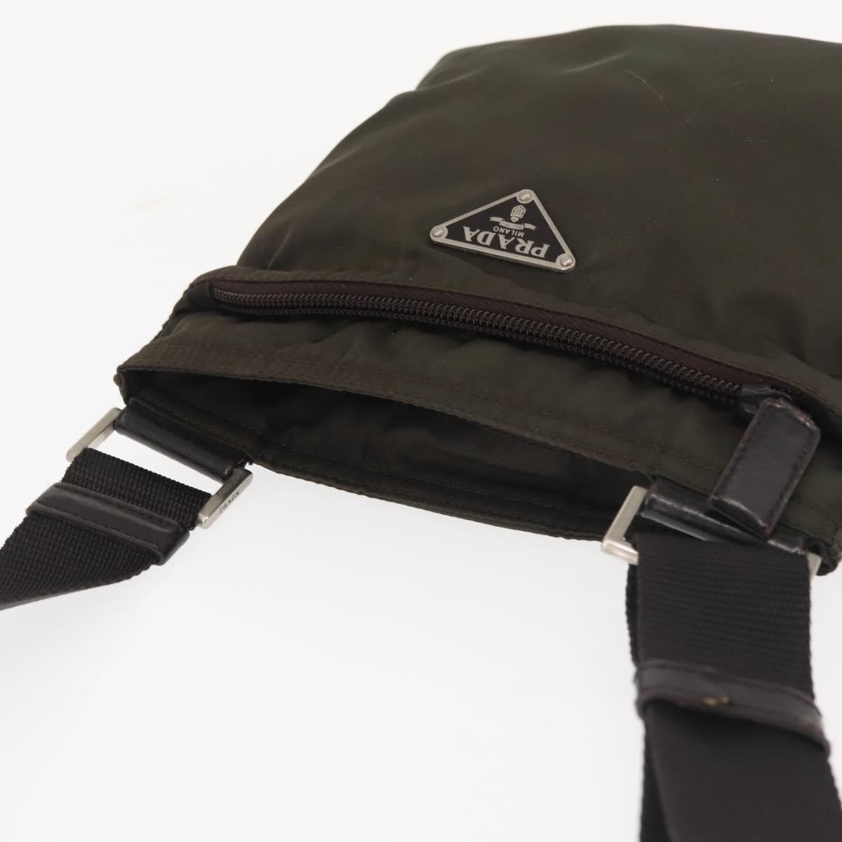 Prada Front Pocket Messenger Bag Tessuto, Khaki, Nylon, Shoulder Bag
