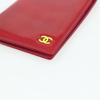 Chanel Vintage CC Bifold Card Holder Patent leather, Red, Patent Leather, Card Holder