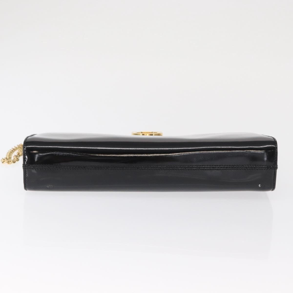 Salvatore Ferragamo Vintage Gancini Chain Shoulder Bag Patent Leather, BLACK, PATENT_LEATHER, Shoulder bag
