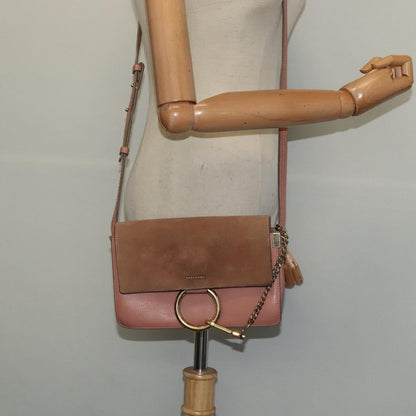 Chloe Faye Crossbody Leather and Suede, PINK, LEATHER, Shoulder bag