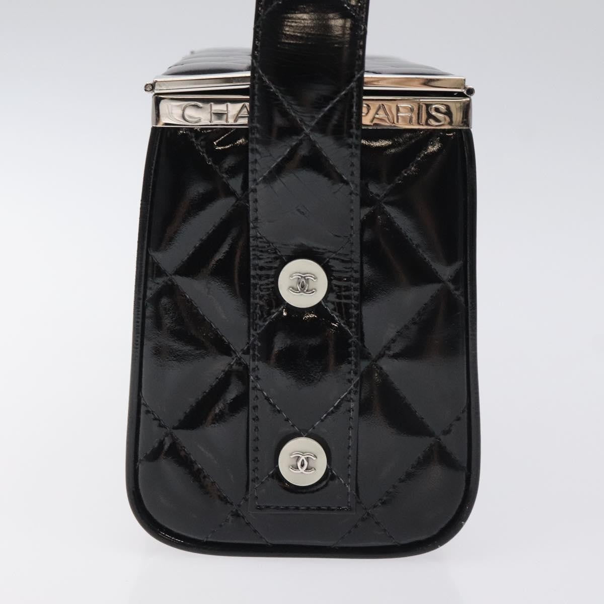 Chanel Vintage Metal Box Bag Quilted patent, Black, Patent Leather, Handbag