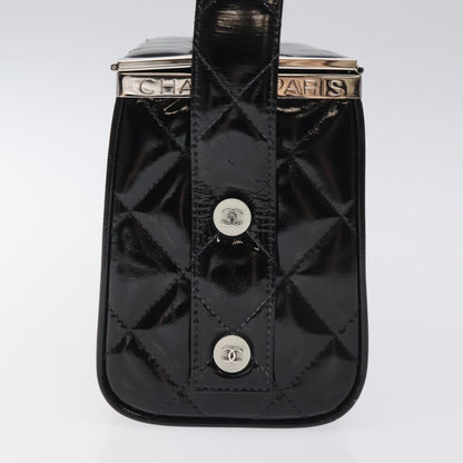 Chanel Vintage Metal Box Bag Quilted patent, Black, Patent Leather, Handbag