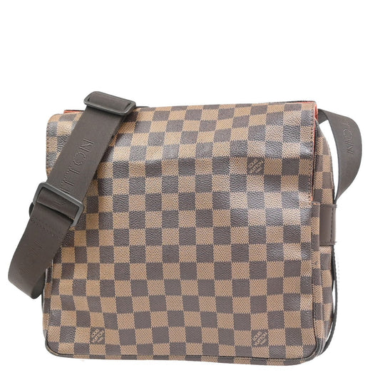 Louis Vuitton Naviglio Handbag Damier, Brown, Canvas, Shoulder Bag