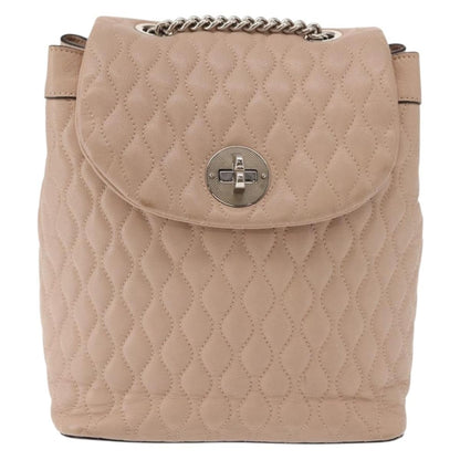 Bally Vintage Backpack Quilted Leather, Pink, Leather, Backpack