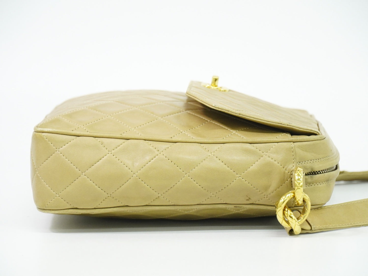 Chanel Vintage Camera bag Quilted Lambskin, BEIGE, LEATHER, Crossbody bag