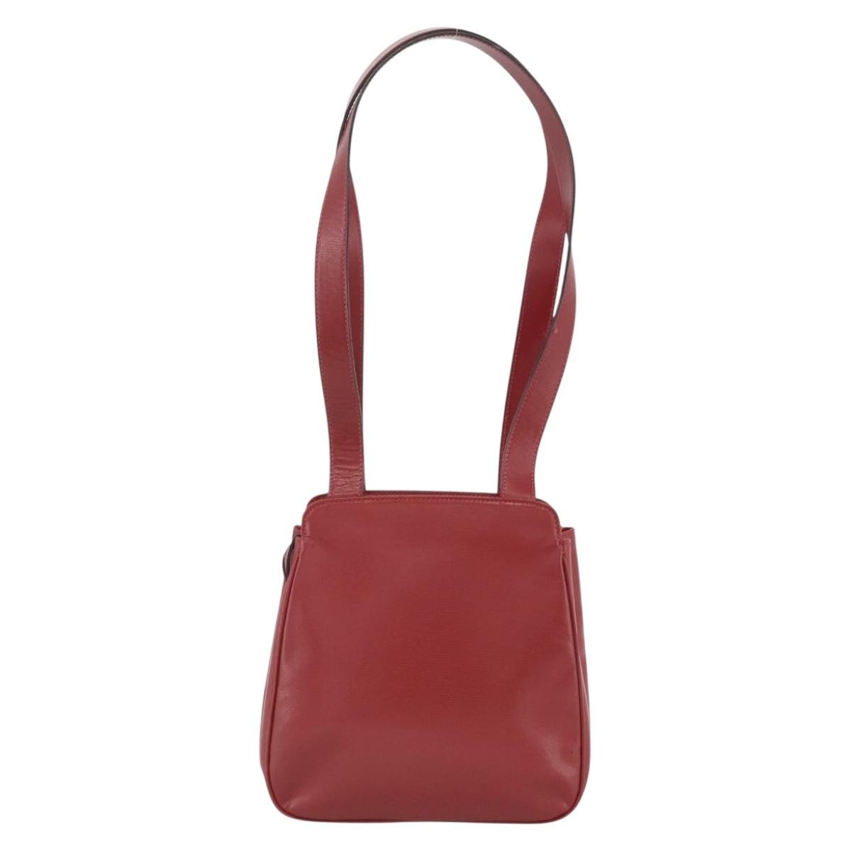 Celine Circle logo Leather, Burgundy, Leather, Tote Bag