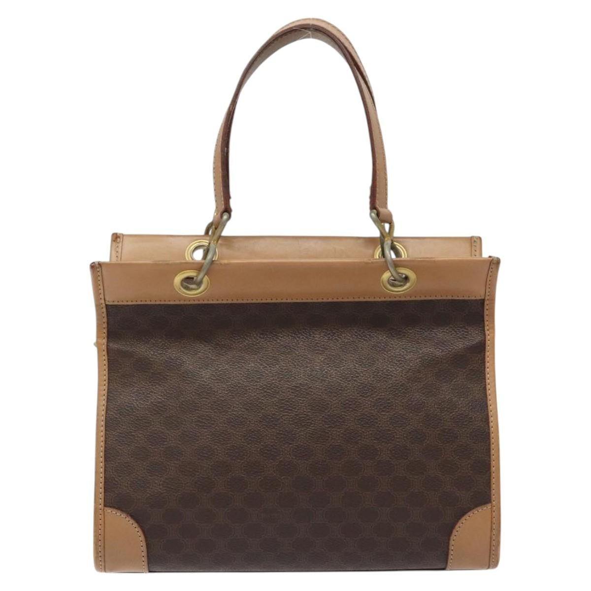 Celine Vintage Macadam Handbag Canvas and Leather, Brown, Canvas, Handbag