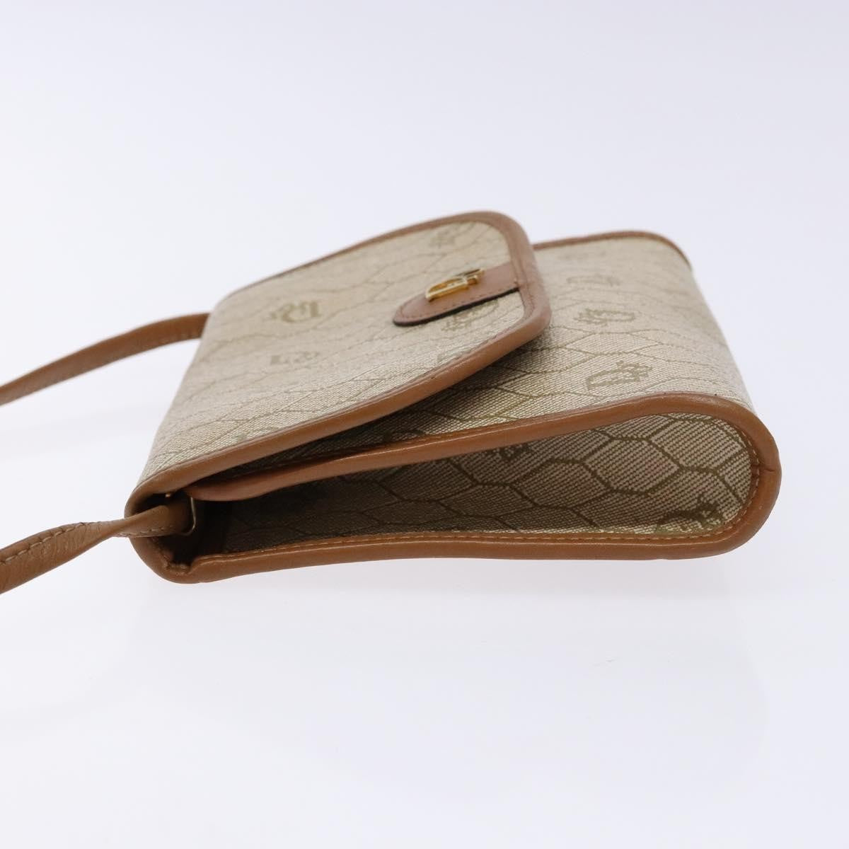 Christian Dior Vintage Honeycomb Flap Crossbody Bag Coated Canvas, BEIGE, PVC, Crossbody bag