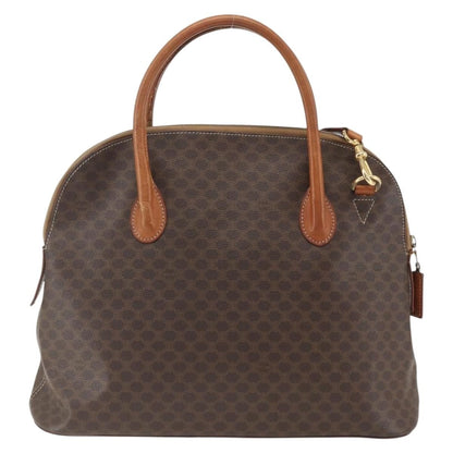 Celine Vintage Macadam Handbag Canvas and Leather, BROWN, CANVAS, Handbag