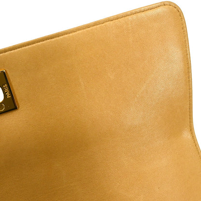 Chanel Vintage CC Square Flap Shoulder Bag Quilted Lambskin, Beige, Leather, Shoulder Bag