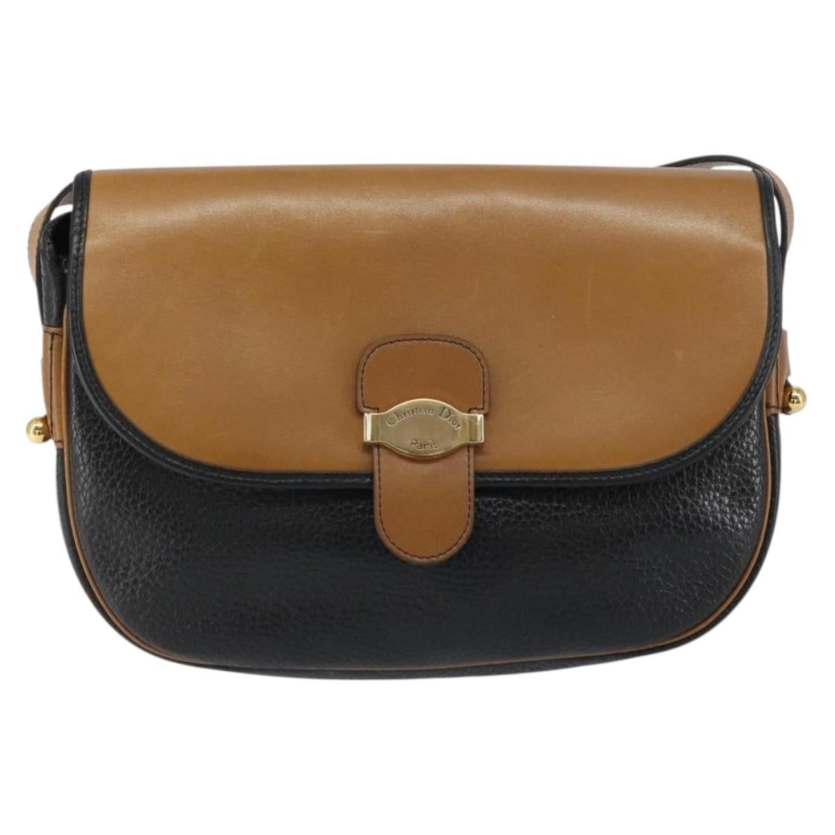 Christian Dior Flap Shoulder Bag Leather, BLACK, LEATHER, Shoulder bag