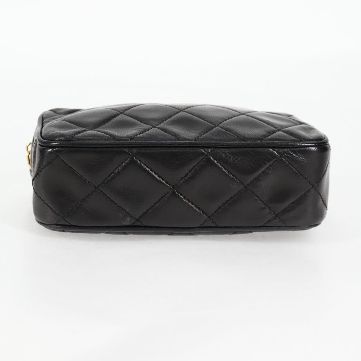 Chanel Vintage Diamond CC Camera Bag Quilted Lambskin, Black, Leather, Clutch