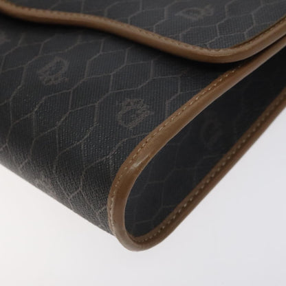 Christian Dior Vintage Honeycomb Flap Crossbody Bag Coated Canvas, BLACK, CANVAS, Crossbody bag