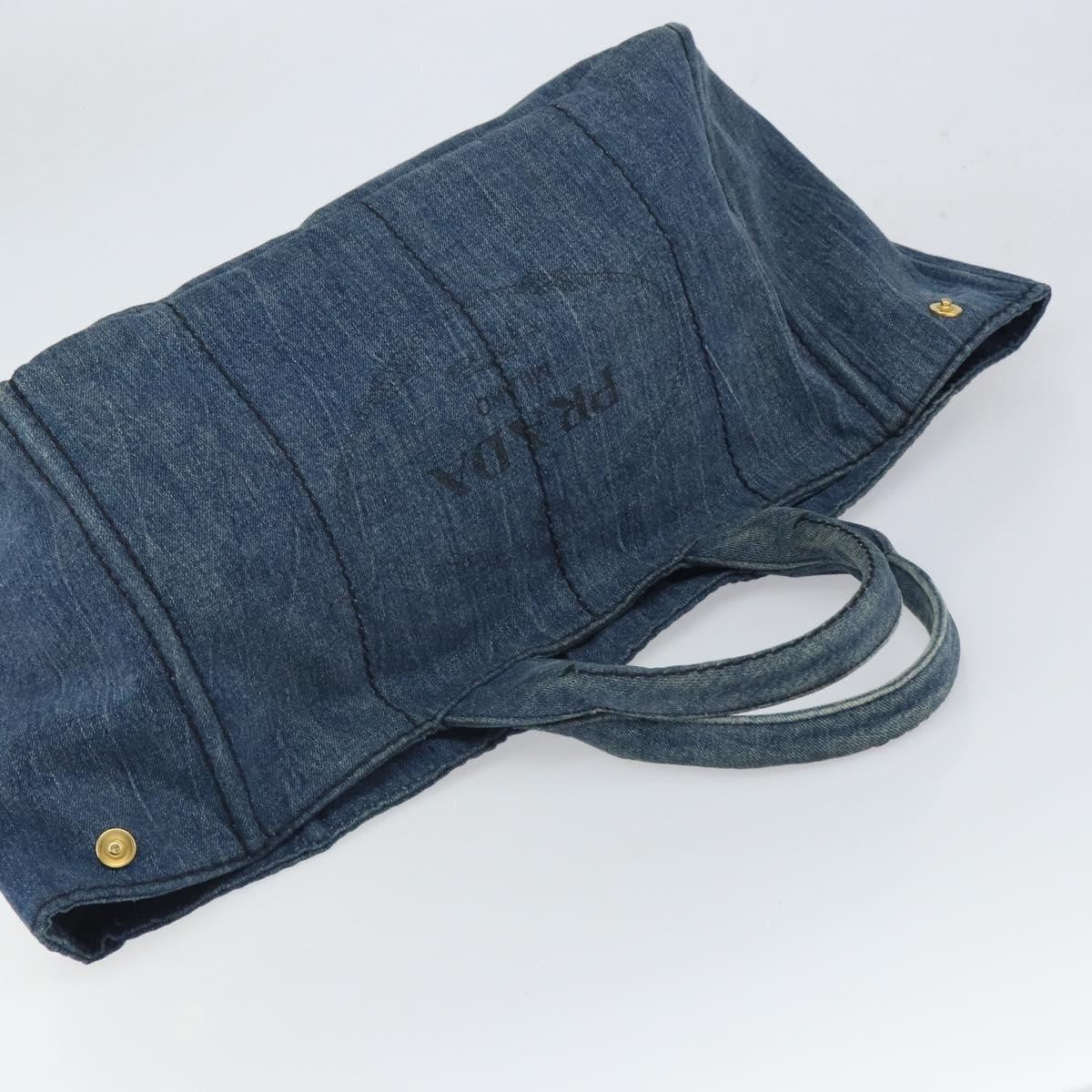 Prada Canapa Open Tote Denim, BLUE, CANVAS, Tote bag
