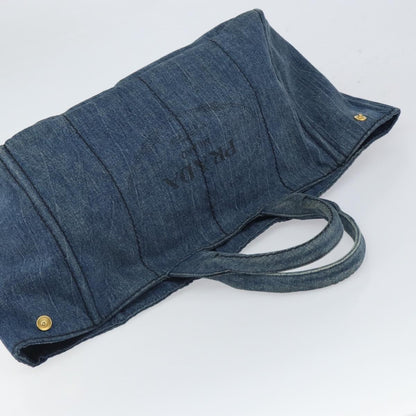 Prada Canapa Open Tote Denim, BLUE, CANVAS, Tote bag