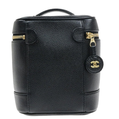 Chanel Vintage Timeless Cosmetic Case Caviar, BLACK, CALFSKIN, Handbag
