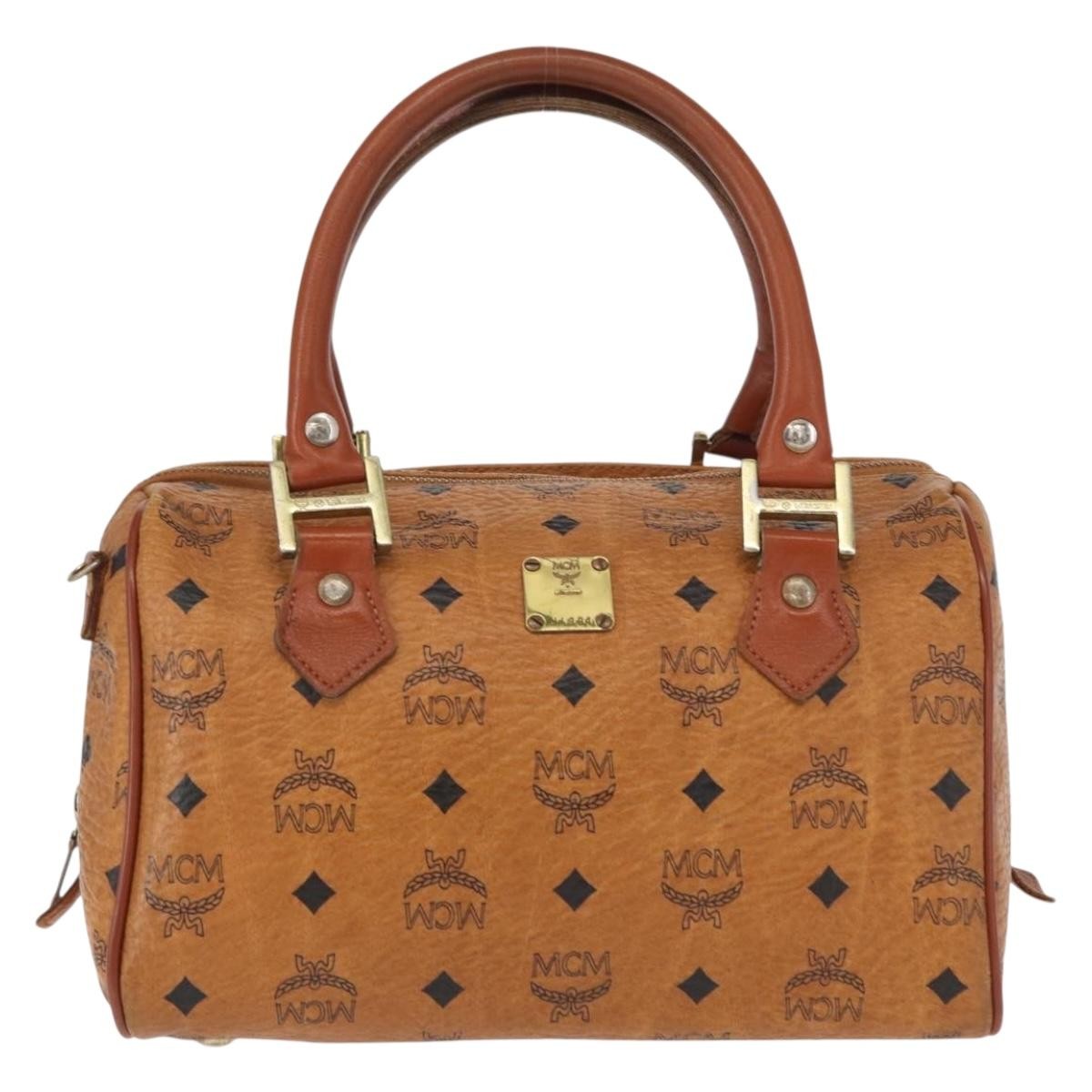 MCM Visetos logogramme Handbag Canvas and Leather, BROWN, CANVAS, Handbag