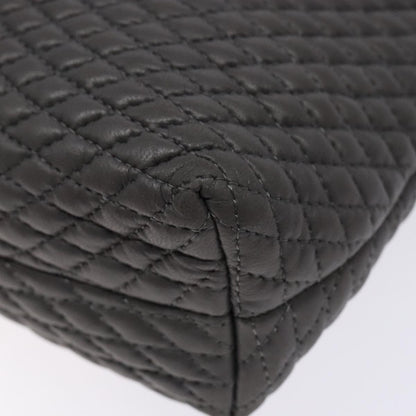 Bally Vintage Handbag Quilted Leather, Gray, Leather, Handbag