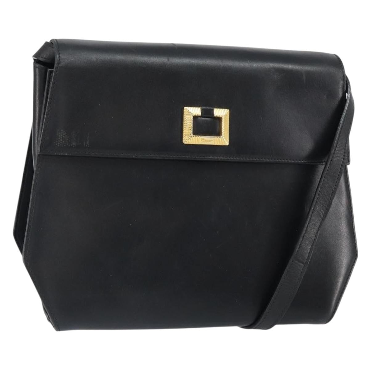 Salvatore Ferragamo Vintage Shoulder Bag Leather, BLACK, LEATHER, Shoulder bag