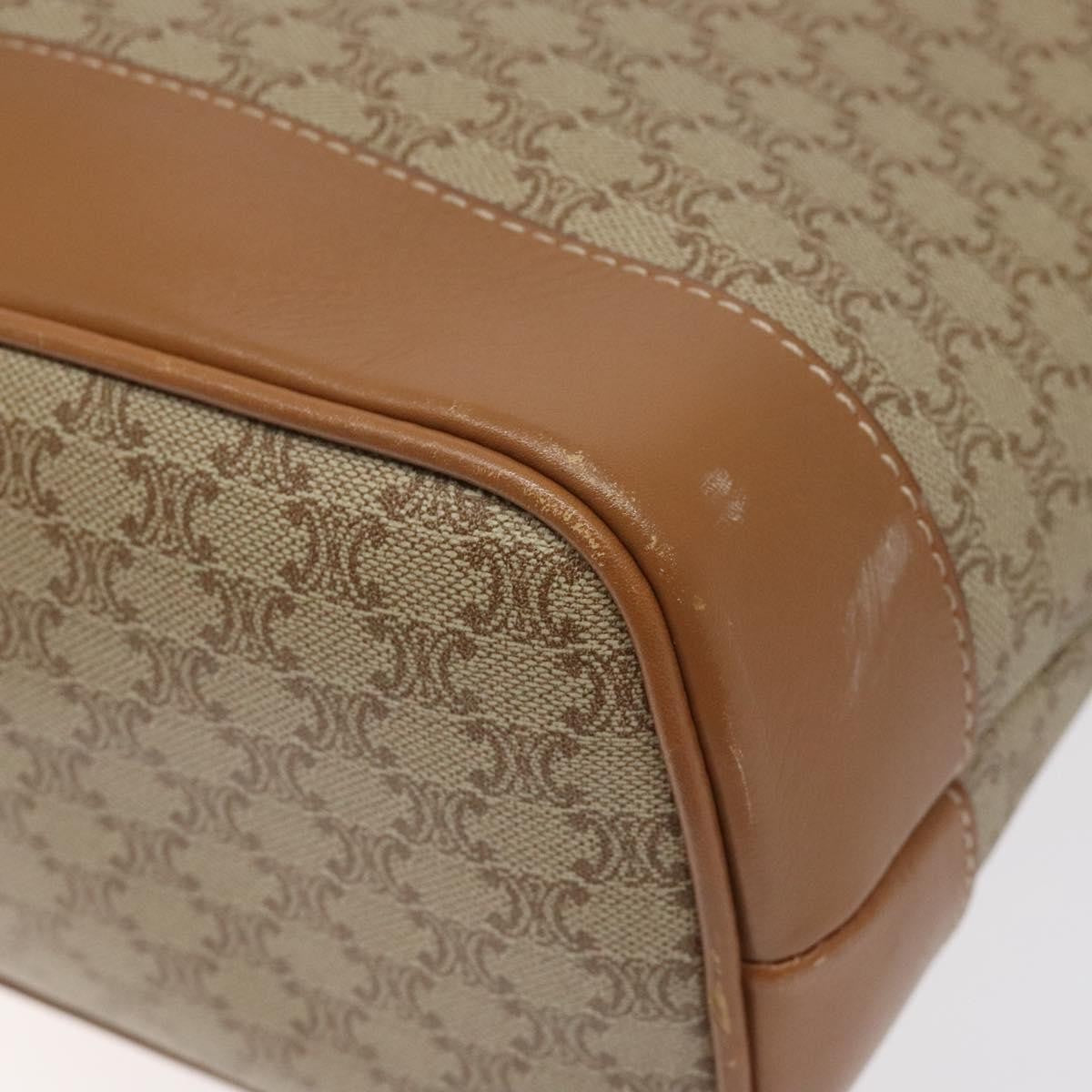 Celine Vintage Macadam Shoulder Bag Canvas and Leather, BEIGE, CANVAS, Shoulder bag