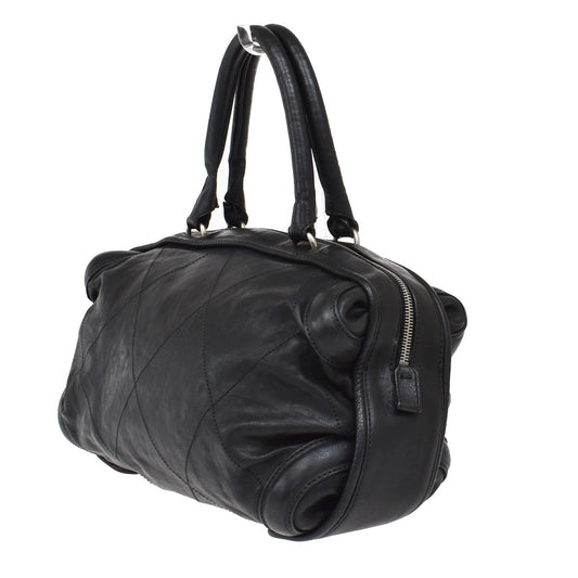 Chanel Coco Bowling Bag Quilted Leather, BLACK, LEATHER, Handbag