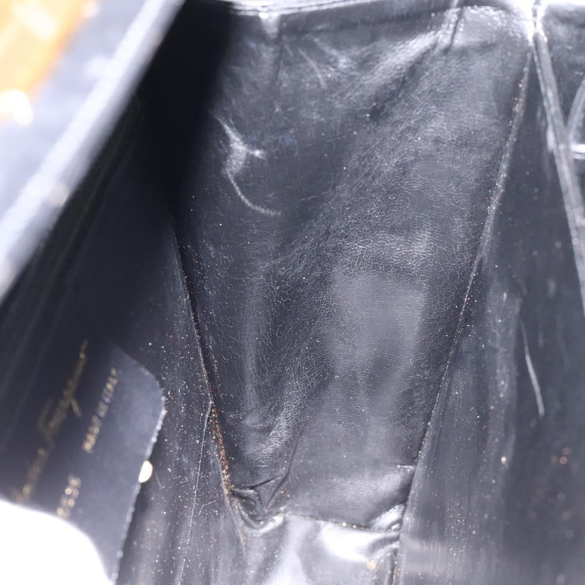 Salvatore Ferragamo Gancini handbag Leather, BLACK, LEATHER, Handbag