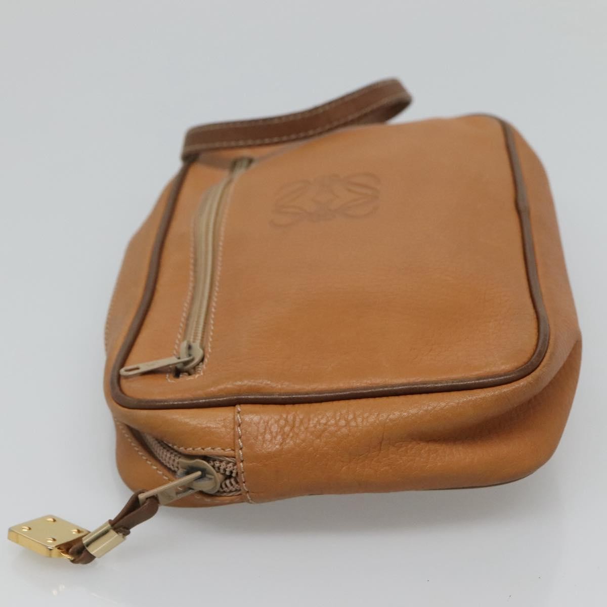 Loewe Anagram Clutch Bag Leather, BROWN, LEATHER, Clutche & pouche