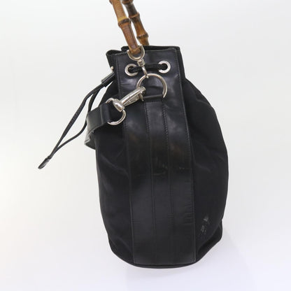 Gucci Vintage Bamboo Shoulder Bag Nylon, BLACK, NYLON, Shoulder bag