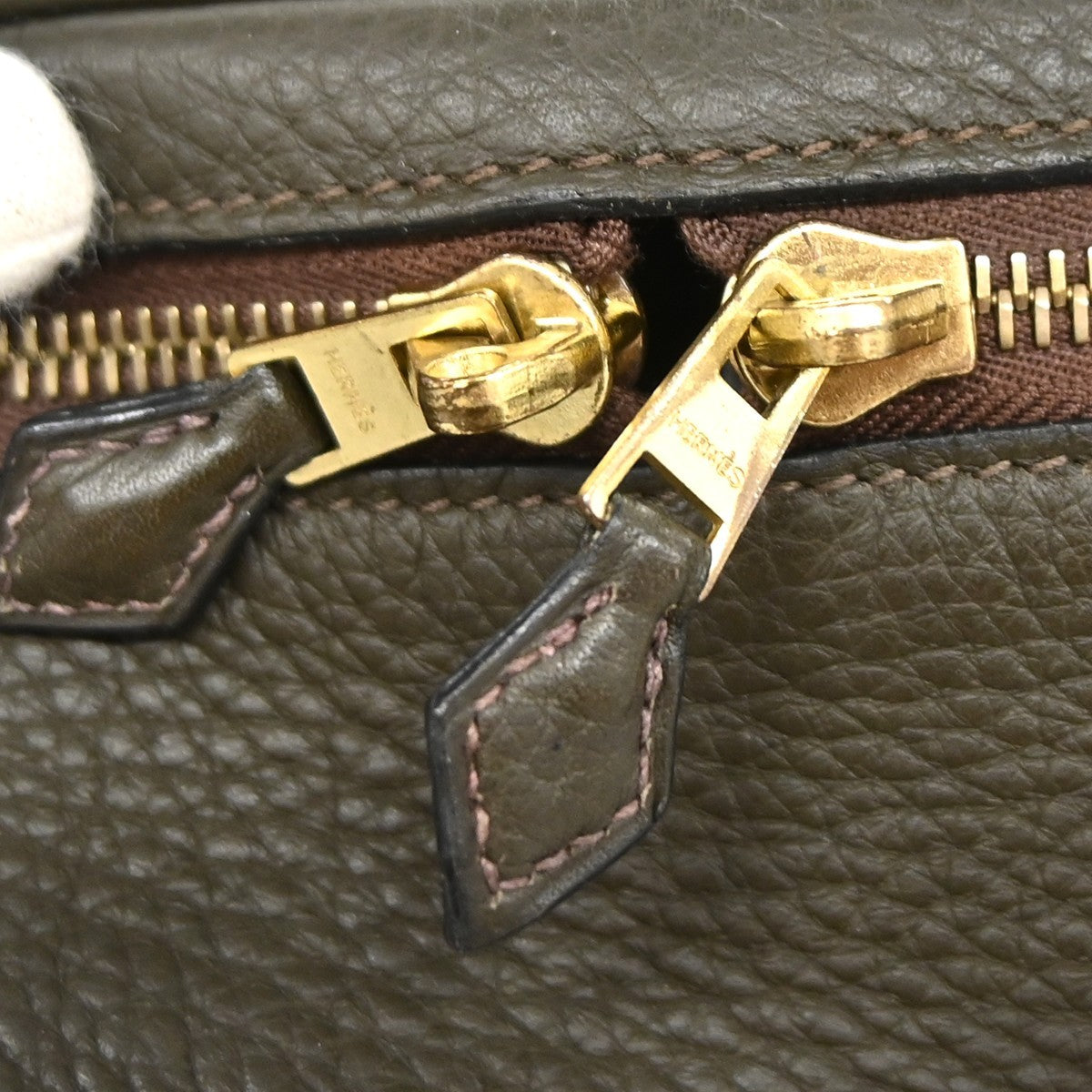 Hermes Intercity Victoria Travel Case Leather, KHAKI, LEATHER, Clutche & pouche