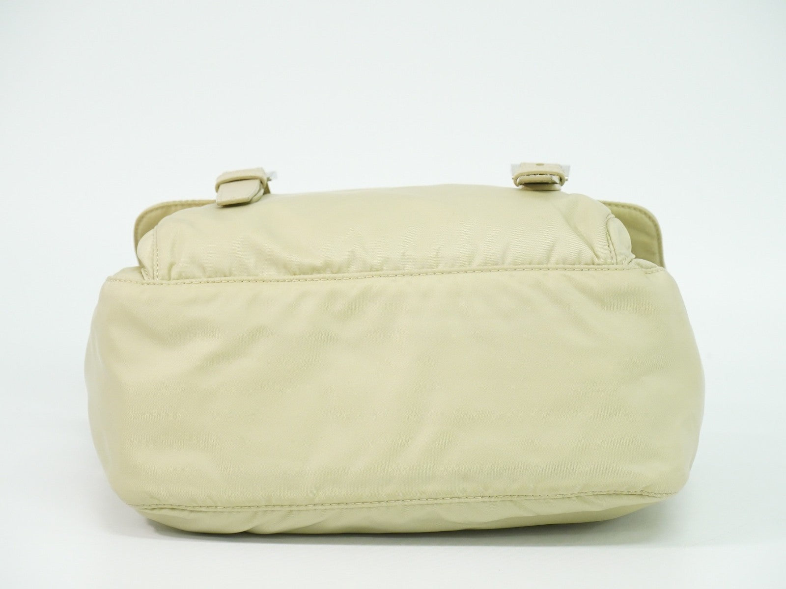 Prada Double Buckle Flap Messenger Bag Re-Nylon, BEIGE, NYLON, Shoulder bag