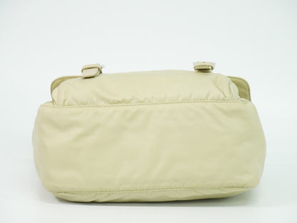Prada Double Buckle Flap Messenger Bag Re-Nylon, BEIGE, NYLON, Shoulder bag