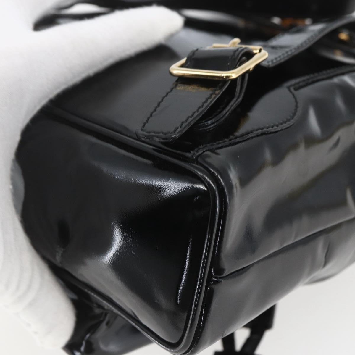 Gucci Vintage Bamboo Backpack Patent, BLACK, PATENT_LEATHER, Backpack