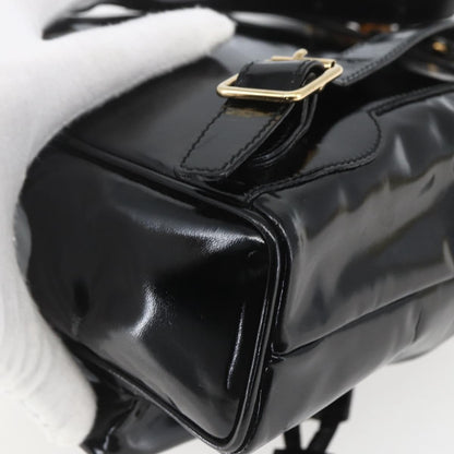Gucci Vintage Bamboo Backpack Patent, BLACK, PATENT_LEATHER, Backpack