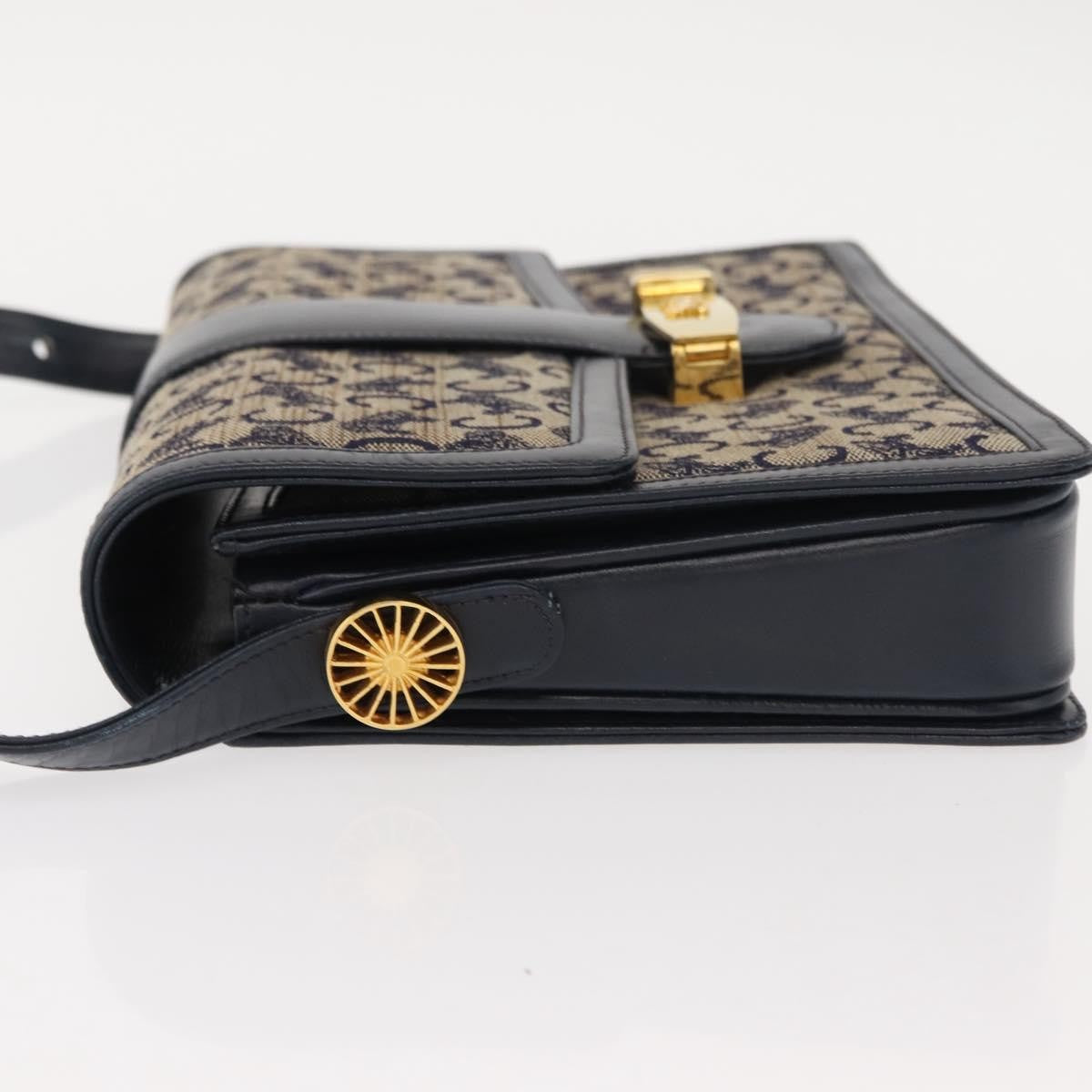 Celine C Sulky Shoulder bag Canvas and Leather, NAVY, CANVAS, Shoulder bag