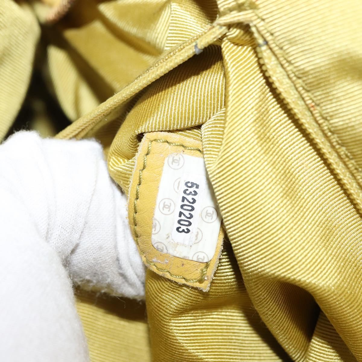 Chanel Vintage Logo Chain Shoulder Bag Caviar, YELLOW, LEATHER, Shoulder bag