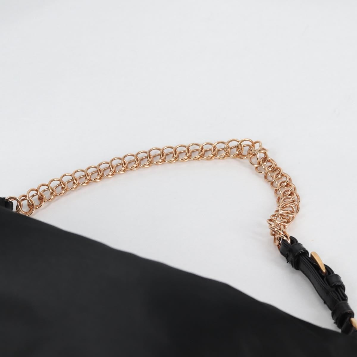 Prada Double Chain Hobo Nylon, BLACK, NYLON, Shoulder bag