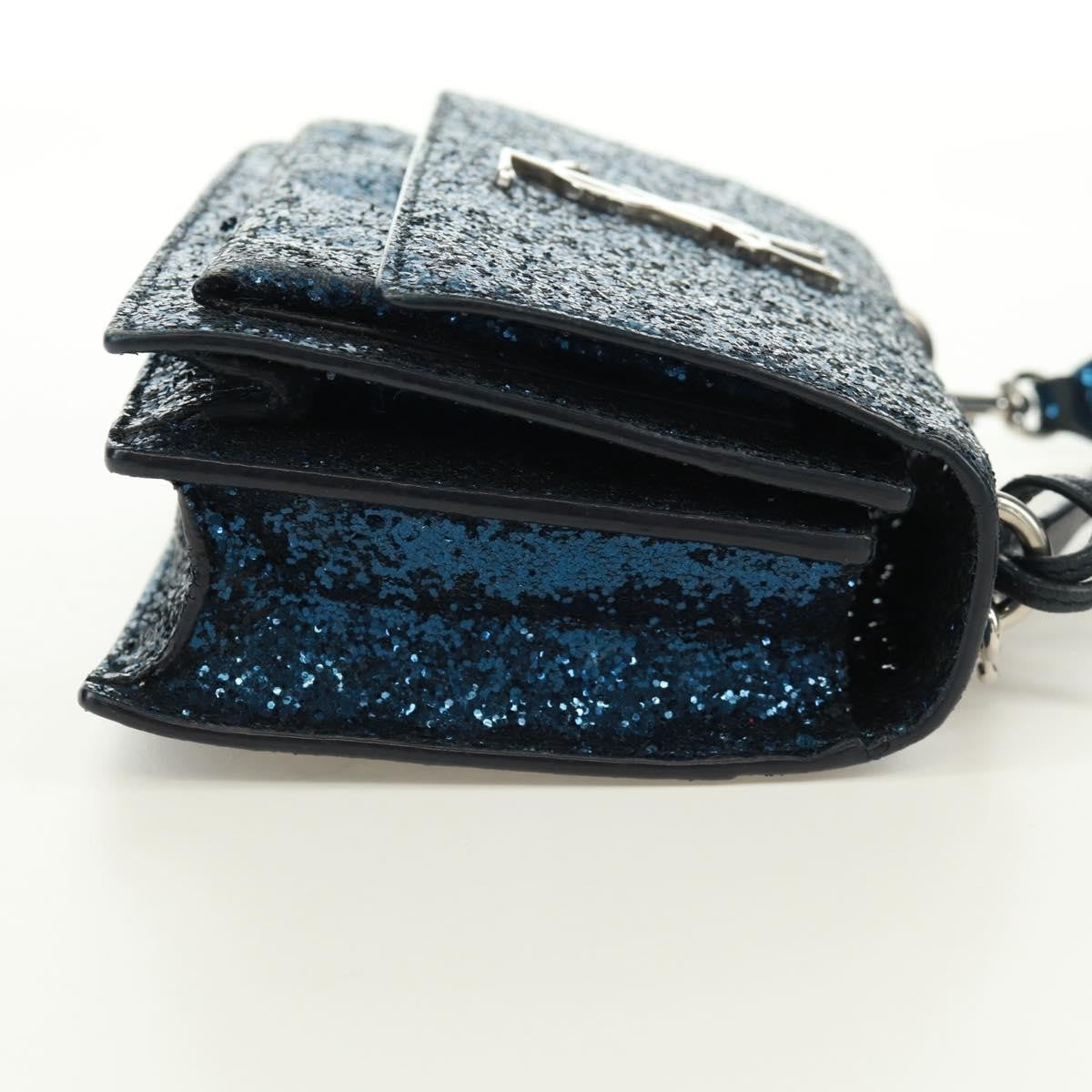 Saint Laurent Sunset Satchel Glitter, BLUE, LEATHER, Shoulder bag