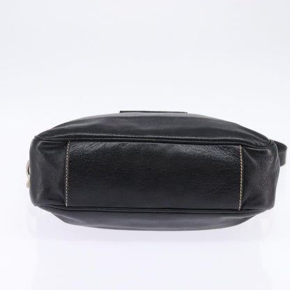 Gucci Front Zip Messenger Leather, BLACK, LEATHER, Shoulder bag