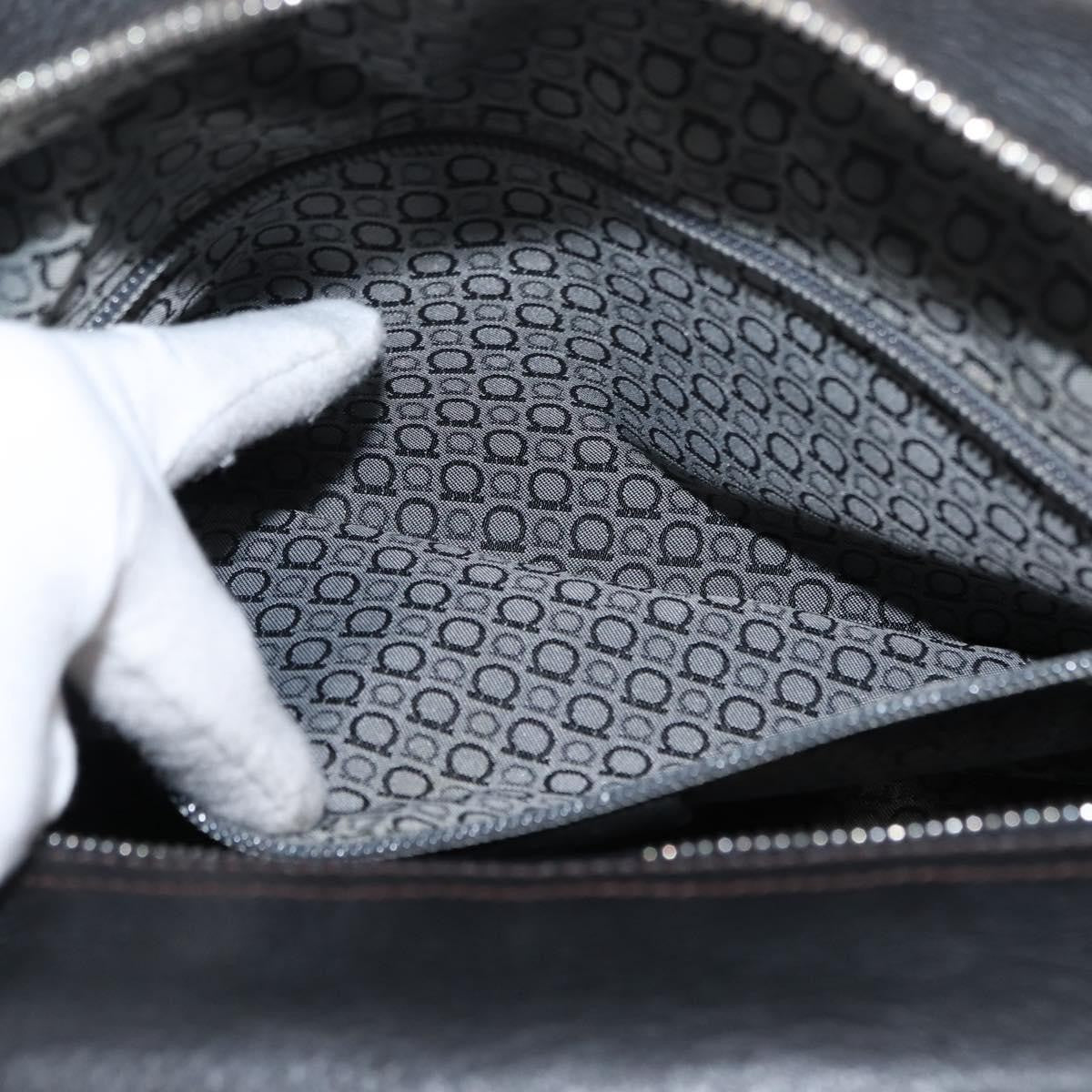 Salvatore Ferragamo Gancini Buckle Shoulder Bag Leather, BLACK, LEATHER, Shoulder bag