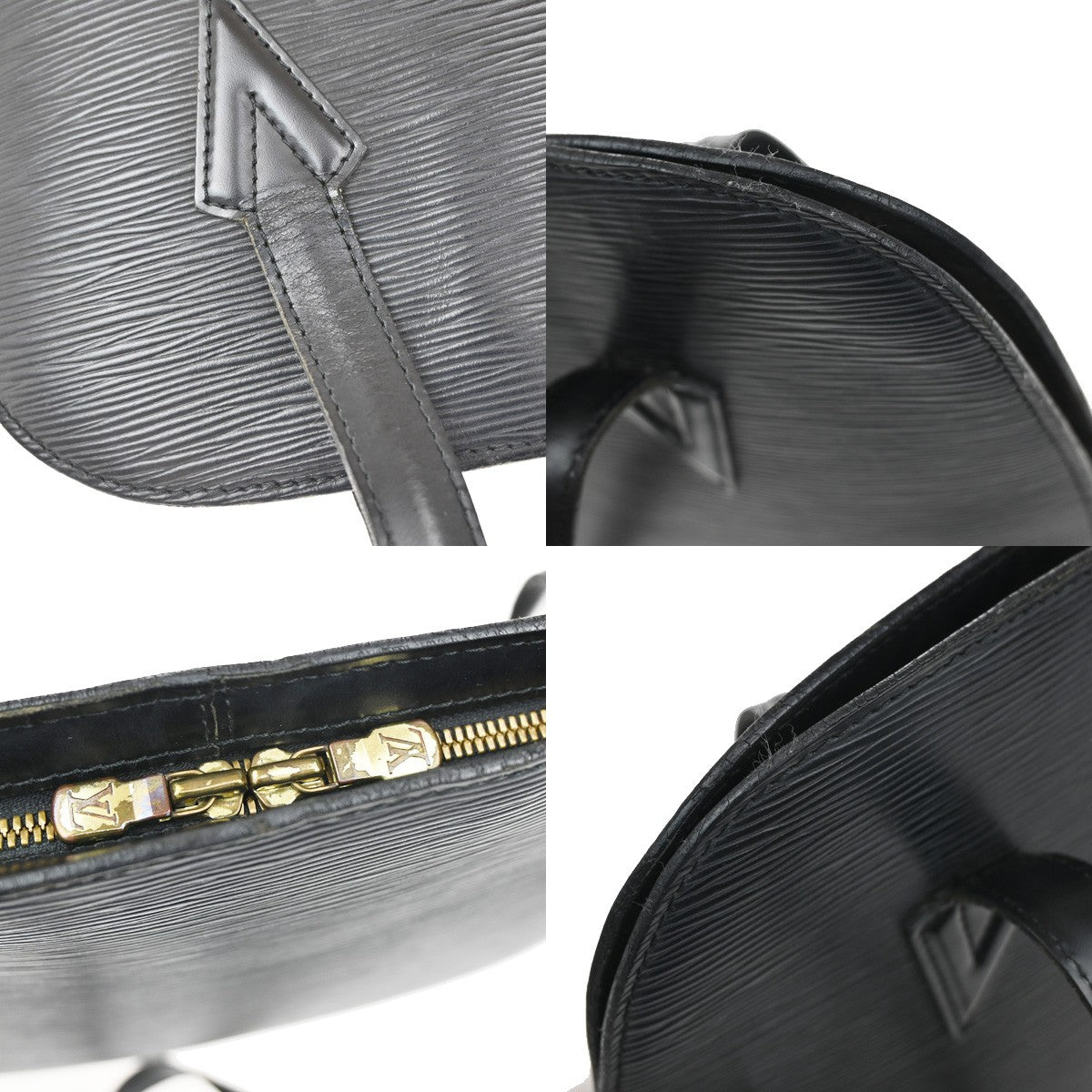 Louis Vuitton Lussac Handbag Epi Leather, BLACK, LEATHER, Shoulder bag