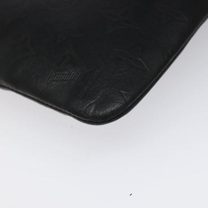 Louis Vuitton Discovery Pochette Monogram Shadow Leather, BLACK, LEATHER, Clutche & pouche