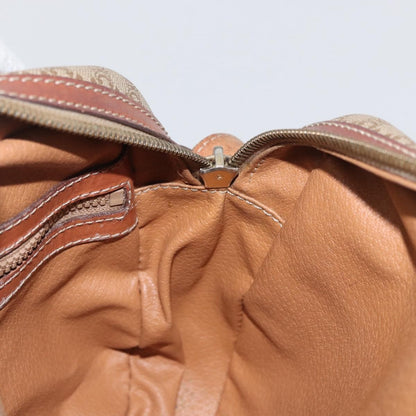 Celine Vintage Macadam Shoulder Bag Canvas and Leather, BEIGE, CANVAS, Shoulder bag