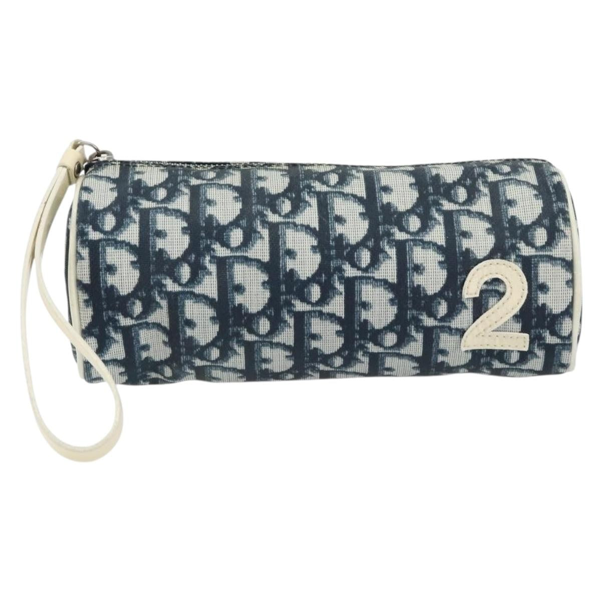 Christian Dior Vintage Trotter Pouch Canvas, NAVY, CANVAS, Clutche & pouche