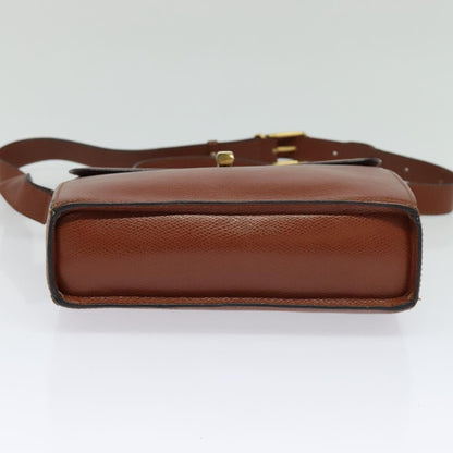 Celine Flap Shoulder Bag Leather, BROWN, LEATHER, Shoulder bag