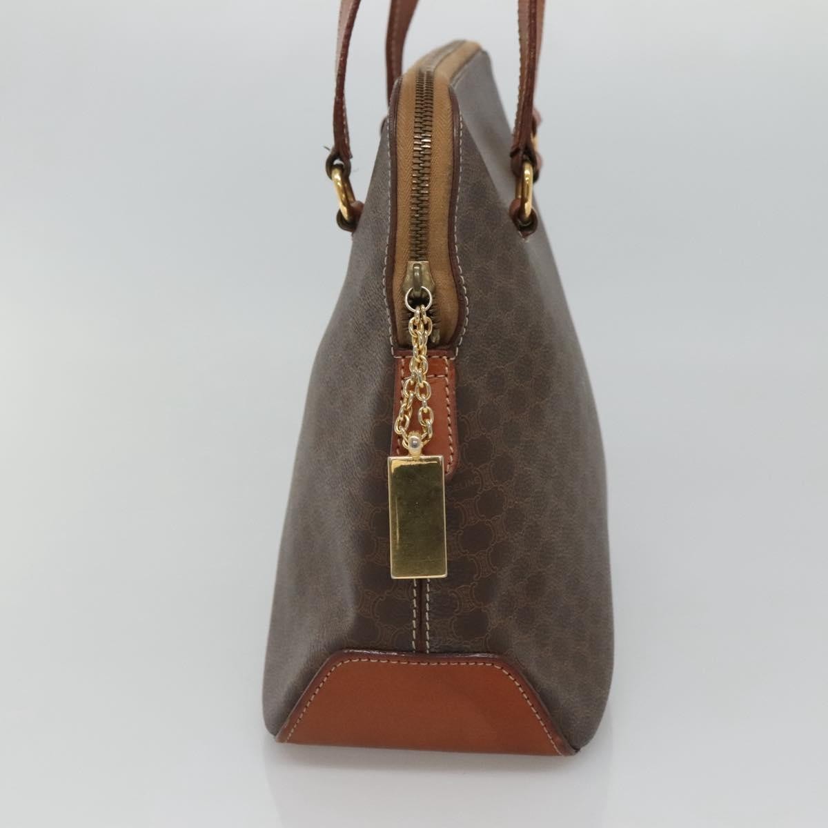 Celine Vintage Macadam Handbag Canvas and Leather, BROWN, CANVAS, Handbag