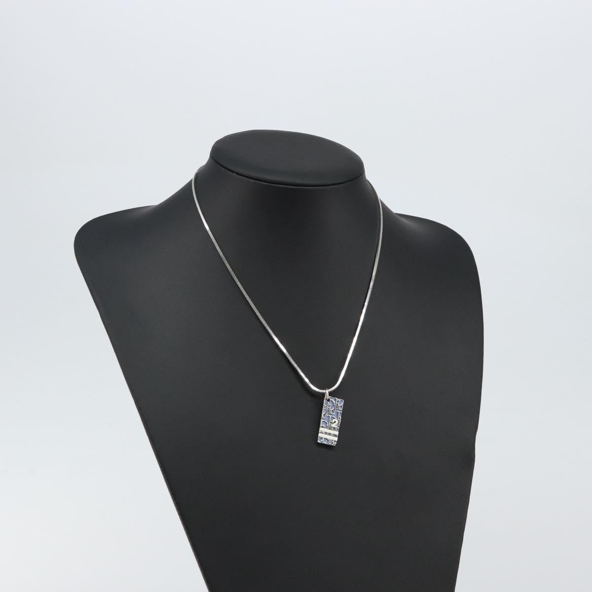 Christian Dior Trotter Motif Necklace Engraved Metal, SILVER, METAL, Necklace