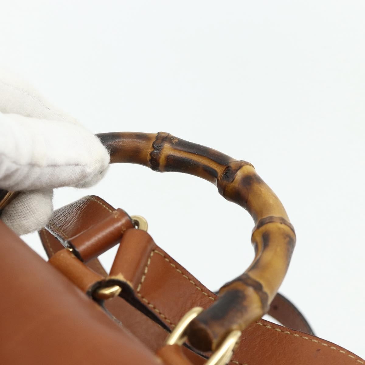Gucci Vintage Bamboo Backpack Leather, Brown, Leather, Backpack