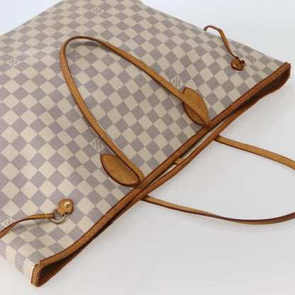 Louis Vuitton Neverfull Tote Damier azur, WHITE, CANVAS, Tote bag