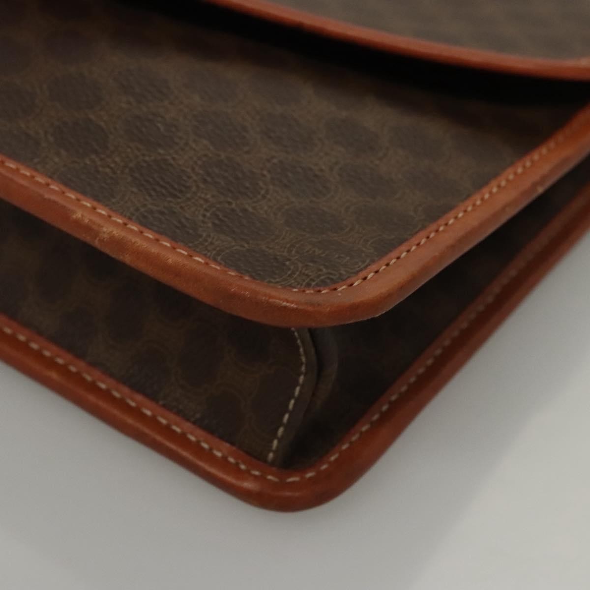 Celine Vintage Macadam Shoulder Bag Canvas and Leather, Brown, Canvas, Shoulder Bag
